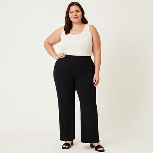 Zara Black Wide Leg Dress Pants XL Side Zip NWOT